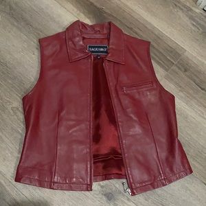 Red leather vest